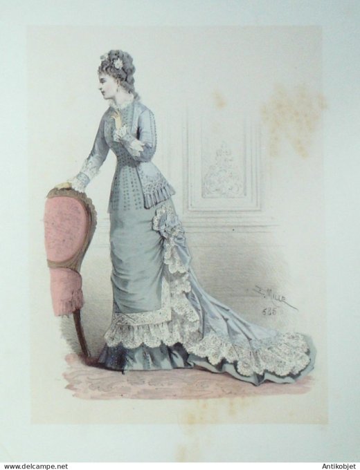 Gravure Mode Elegance Parisienne 1875 # 685 (Old Fashion plate)