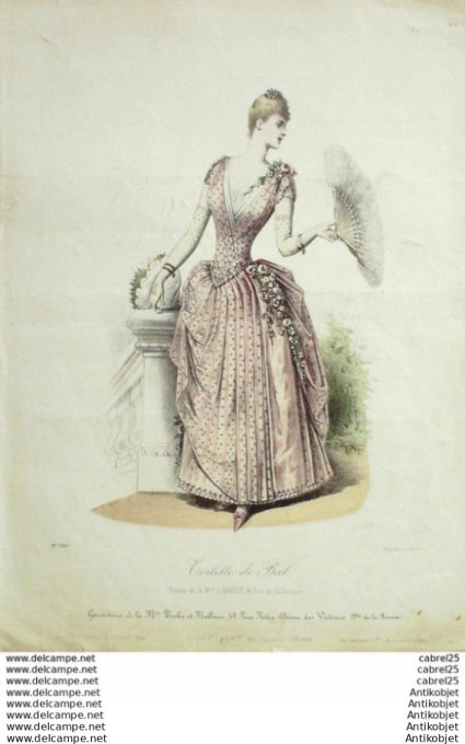 Gravure Mode Le Coquet 1888 # 02 (Old Fashion plate)