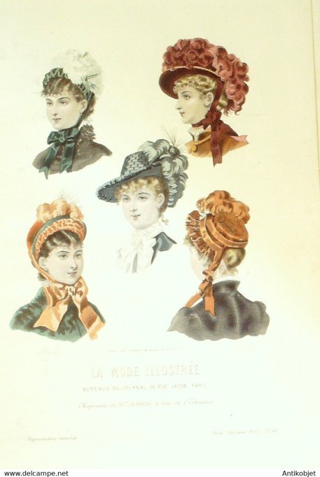 Gravure de mode La Mode illustrée 1883 n°48 (Maison Signorino)