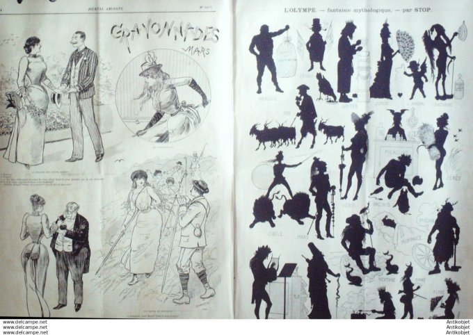 Le Journal Amusant 1891 # 1817 L'Olympe fantaisie mythologique par Stop Crayonnades par Mars