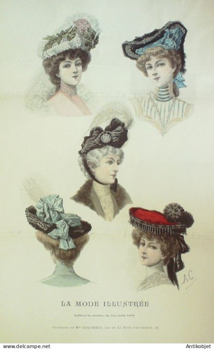 Gravure Mode illustree 1902 # 46 (Old Fashion plate) RARE