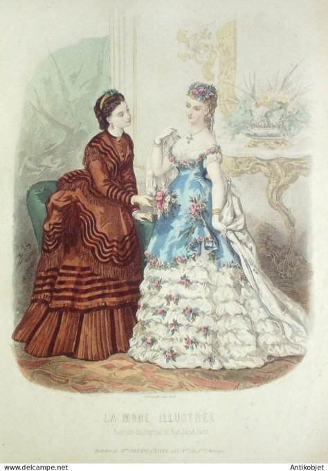 Gravure Mode illustree 1870 # 13 (Old Fashion plate)