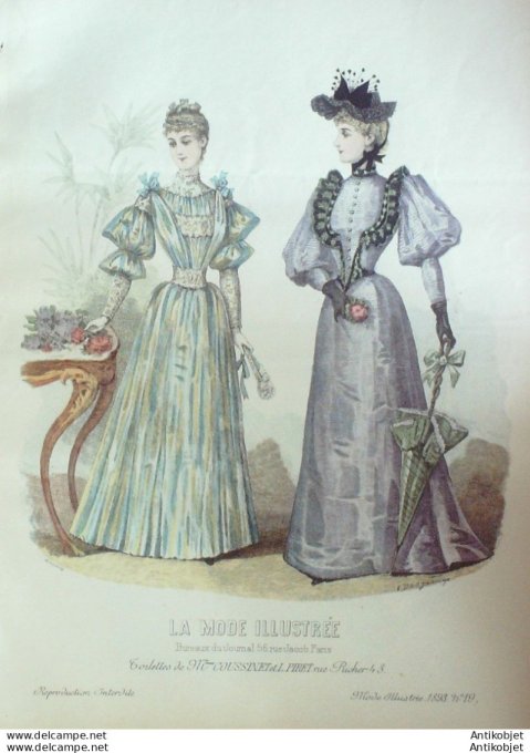 Gravure Mode illustree 1893 # 19 (Old Fashion plate) rare