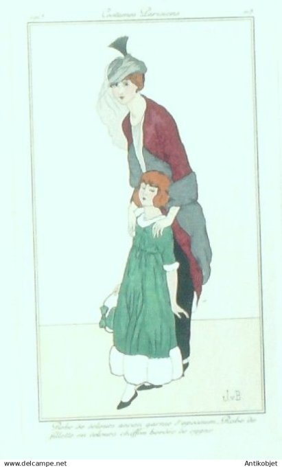 Gravure Costume Parisien 1913 #113 Van Brock Jan (eau forte) Robe velours d'Opossum