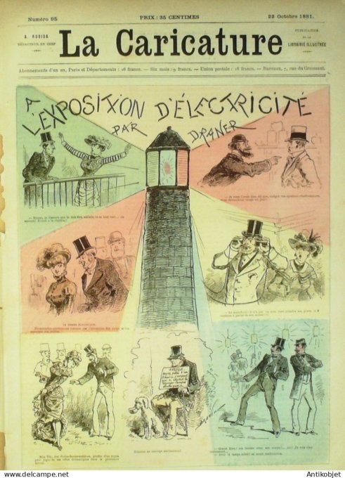 La Caricature 1881 #  95 Exposition d'électricité Draner Champsaur les amoureux Loys