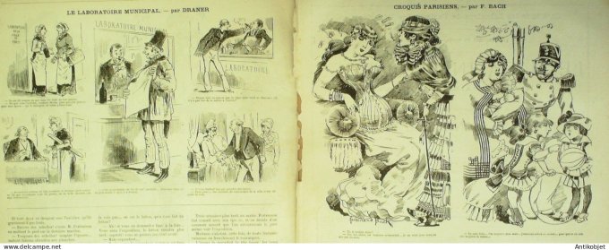 La Caricature 1881 #  95 Exposition d'électricité Draner Champsaur les amoureux Loys