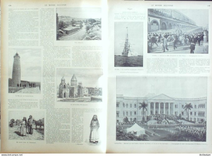 Le Monde illustré 1899 n°2186 Bulgarie Sofia Alger Inde Calcutta Villefranche (69) Nice (06)