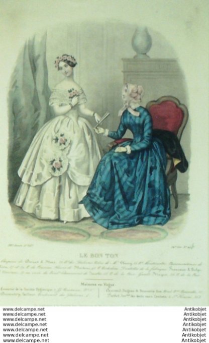 Gravure Mode Le Bon Ton 1846 13 # 41 (aquarelle old fashion plate)