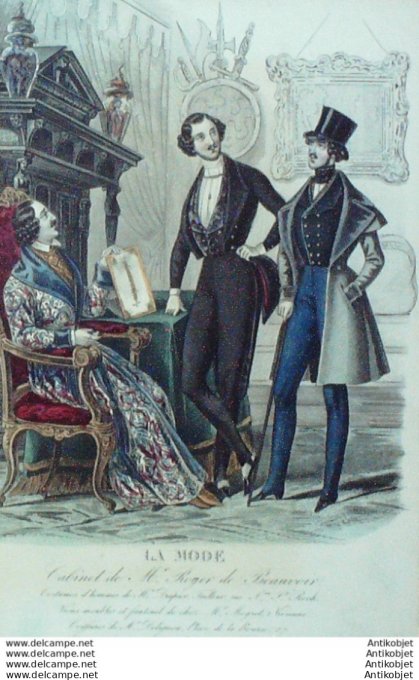 Gravure La mode 1838 #  9 (aquarelle old Fashion plate)