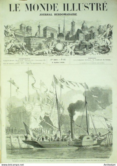 Le Monde illustré 1858 n° 64 Havre (76) Lille (59) Toulon (83) Aix-en-Provence (13)