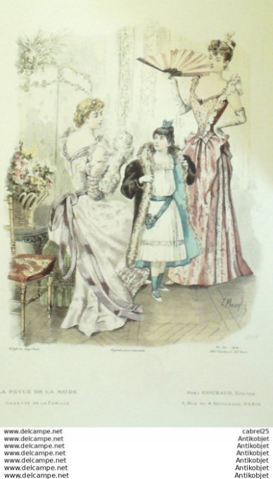 Gravure Mode La Gazette 1891 # 50 (Old Fashion plate)