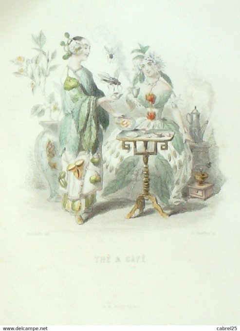 Grandville "Les Fleurs Animées" The Et Cafe 1847