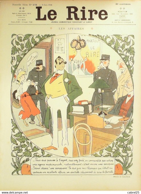 Le Rire 1908 n°279 Roubille Placek Florès Camara Carlègle Métivet Huard Jack Villemot
