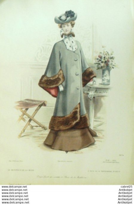 Gravure Mode Le Moniteur 1900 # 49 (Old Fashion plate)