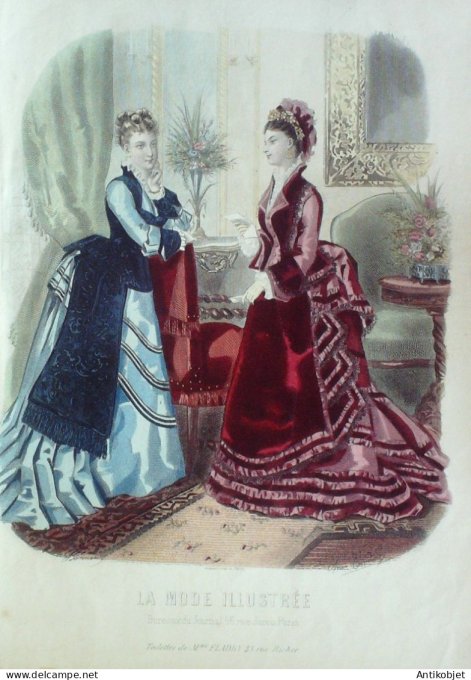 Gravure Mode illustree 1874 # 51 (Old Fashion plate)