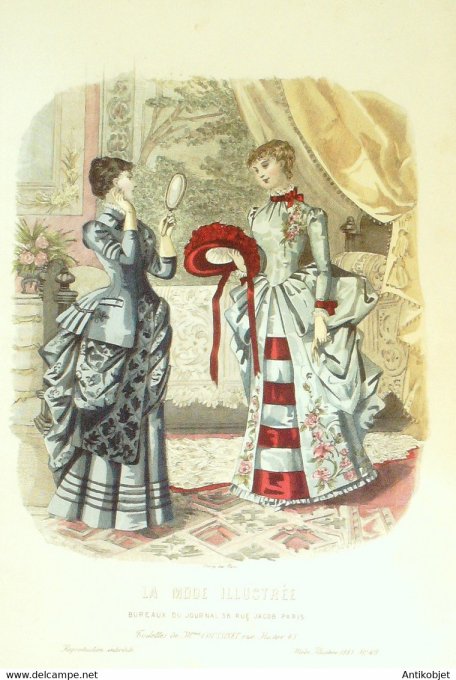 Gravure de mode La Mode illustrée 1883 n°49 (Maison Coussinet)
