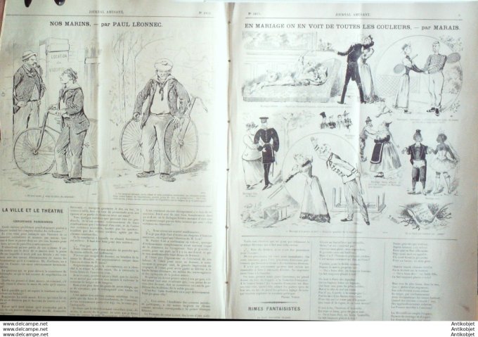 Le Journal Amusant 1891 # 1813 Mariage on en voit de toutes les couleurs par Marais
