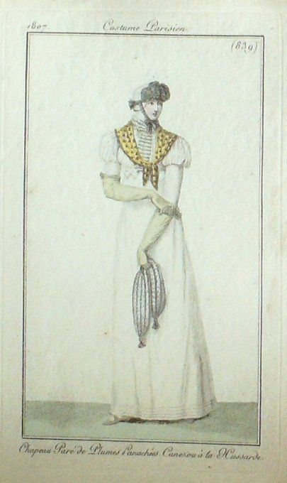 Gravure Mode Costume Parisien 1807 #  839 (eau forte old Fashion plate