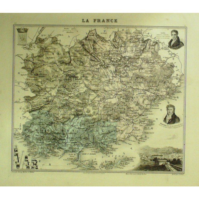 Carte VAR (83) DRAGUIGNAN Graveur LECOQ WALTNER BARBIER 1868