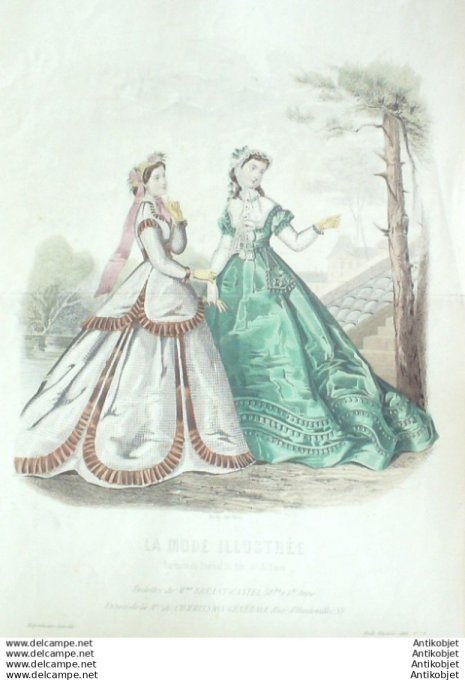 Gravure Mode illustree 1866 # 19 (Old Fashion plate)