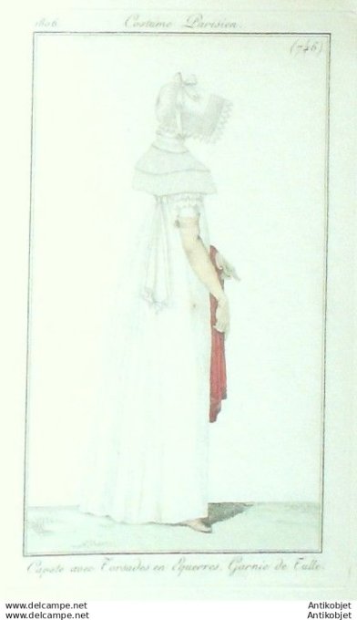 Gravure Mode Costume Parisien 1806 #  746 (eau forte old Fashion plate