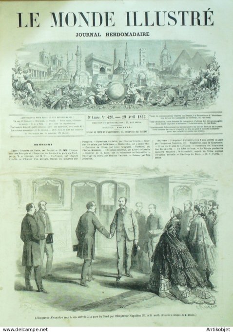 Le Monde illustré 1865 n°420 Sénégal Casamance Brésil Bahia Italie Stromboli Iles Lipari