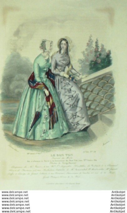 Gravure Mode Le Bon Ton 1846 13 # 38 (aquarelle old fashion plate)