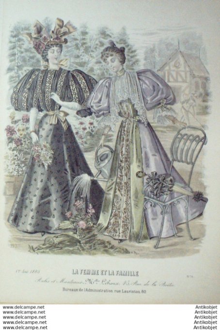 Gravure Mode La Femme & La Famille 1895 # 08 (Old Fashion plate)