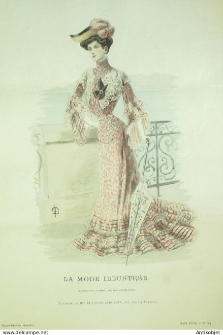 Gravure Mode illustree 1903 # 34 (Old Fashion plate) RARE