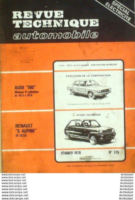 R.T Automobile Audi 100 Renault 5 Alpine R1223   # 375