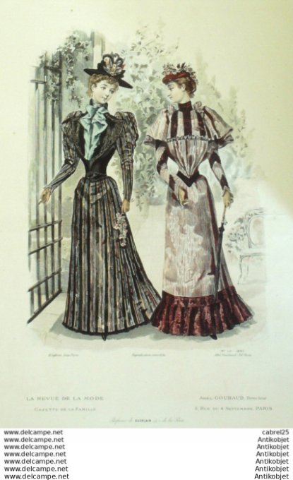 Gravure Mode La Gazette 1892 # 10 (Old Fashion plate)