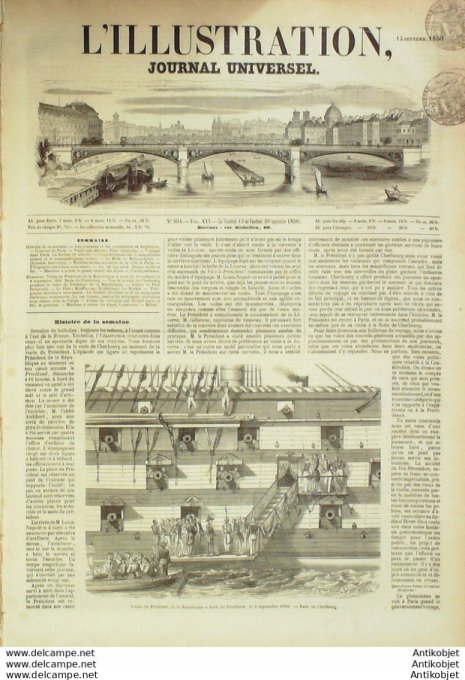 L'Illustration 1850 n°394 HEIDELBERG SHAFFOUSE (67) CHERBOURG (50) CALAIS (62) Cap GRINEZ