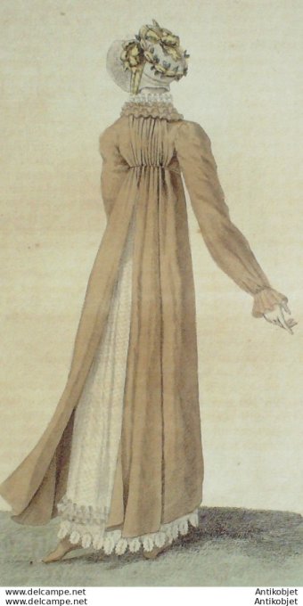 Gravure de mode Costume Parisien 1811 n°1157 Robe mousseline