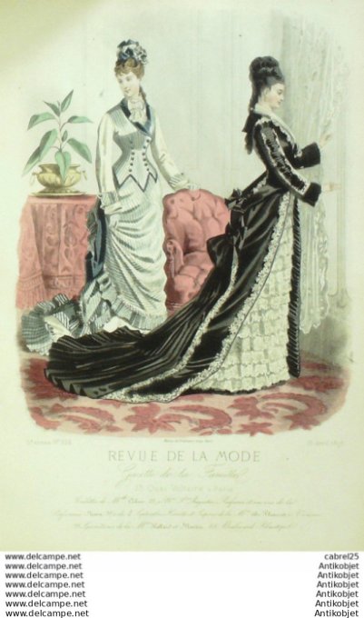 Gravure Mode La Gazette 1876 # 224 (Old Fashion plate)