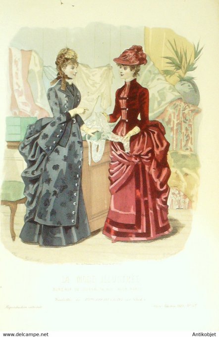 Gravure de mode La Mode illustrée 1883 n°52 (Maison Bréant-Castel)