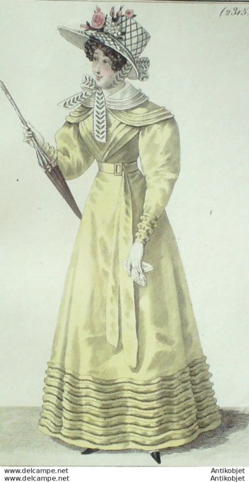 Costume Parisien 1825 # 2315 Robe gros de Naples & satin