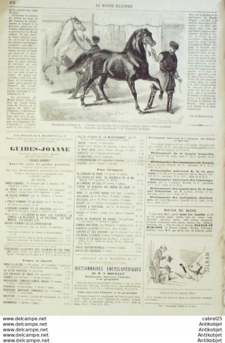 Le Monde illustré 1867 n°553 Italie Viterbe Civita Vecchia Passo Corese Algérie Oran Calais Douvres 