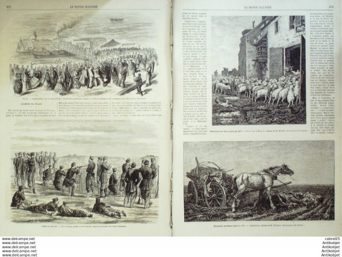 Le Monde illustré 1867 n°553 Italie Viterbe Civita Vecchia Passo Corese Algérie Oran Calais Douvres 