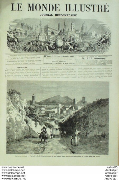 Le Monde illustré 1867 n°553 Italie Viterbe Civita Vecchia Passo Corese Algérie Oran Calais Douvres 