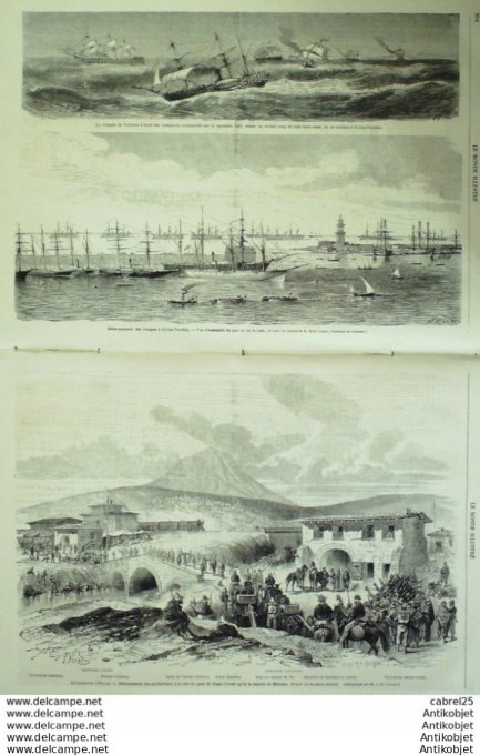 Le Monde illustré 1867 n°553 Italie Viterbe Civita Vecchia Passo Corese Algérie Oran Calais Douvres 