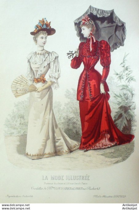 Gravure Mode illustree 1892 # 29 (Old Fashion plate) rare