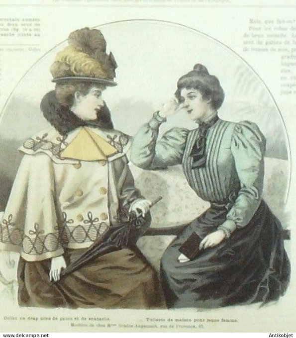 La Mode illustrée journal 1897 n° 38 Collet en drap & toilette de maison