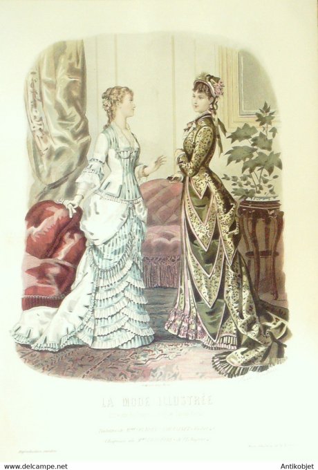 Gravure de mode La Mode illustrée 1879 n°17 (Maison Fladry-Coussinet)