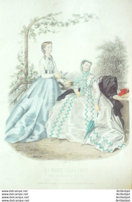 Gravure Mode illustree 1866 # 21 (Old Fashion plate)