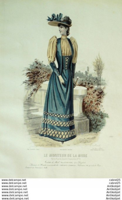 Gravure Mode Le Moniteur 1890 # 36 (Old Fashion plate)