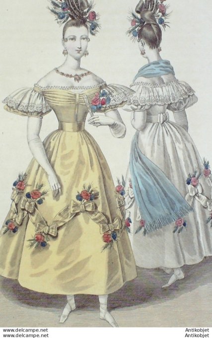 Costume Parisien 1829 # 2740 Robe tulle garnie rubans