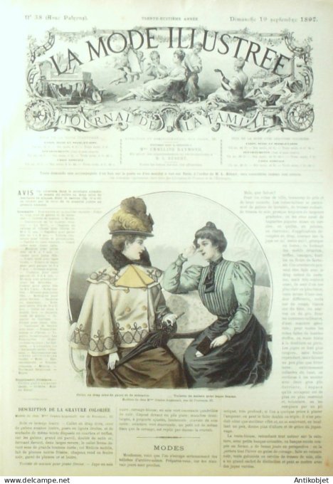 La Mode illustrée journal 1897 n° 38 Collet en drap & toilette de maison