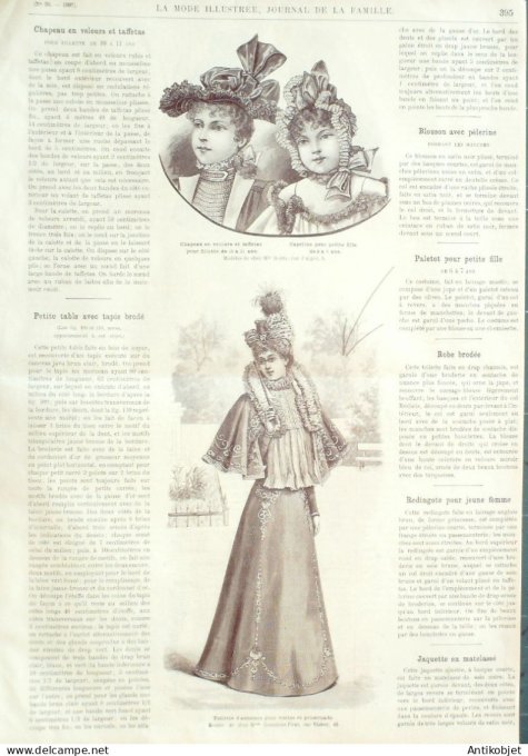 La Mode illustrée journal 1897 n° 38 Collet en drap & toilette de maison