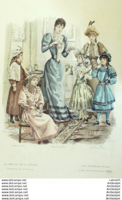 Gravure Mode La Gazette 1892 # 09 (Old Fashion plate)