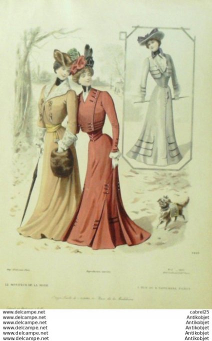 Gravure Mode Le Moniteur 1901 # 02 (Old Fashion plate)